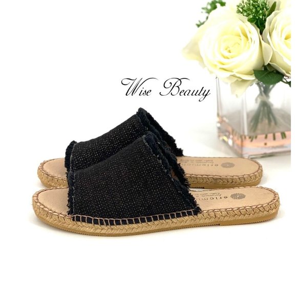 Eric Michael Olisa Espadrille Slide Sandals Womens Size 7.5 Shoe Euro 38 Black - Picture 4 of 12